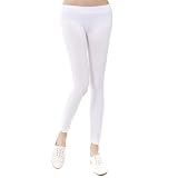 Doublju Women's Stylish Spandex 8Colors Ankle Leggings WHITE F