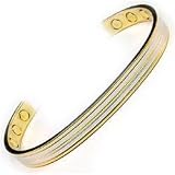 Mens Magnetic Copper Golf Bangle Bracelet Stripes