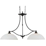 Click here to buy Delray Vintage Bordeaux 2 Light Kitchen Island Light Fixture with Opal Etched Glass by Quoizel Lighting.