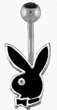 Playboy Officially Licensed Belly Button Ring with Black Enamel