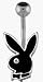 Playboy Officially Licensed Belly Button Ring with Black Enamel