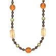 14K FACETED SMOKY QUARTZ & CITRINE QUARTZ NECKLACE, 50"