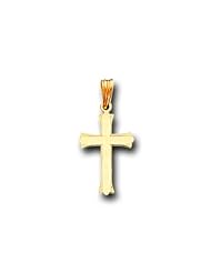 14K Solid Yellow Gold Cross Charm Pendant