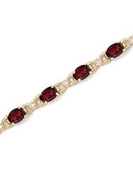 14K Yellow Gold Oval Garnet and Diamond Bracelet