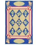 Marcella Vera Bradley Botanical Panels-Tassles Gold - Navy VBY010D 2' 6'' X 4' 2'' Area Rug