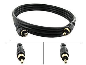 Digital Coaxial Audio RCA Cable M/M RG59U 75ohm S/PDIF Subwoofer - 12ft