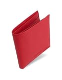 Forzieri Men's Compact Pebble Italian Leather Billfold Wallet Red