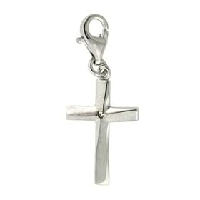 Buy Sterling Silver Polished CZ Cross Charm by SilverSpeck.com