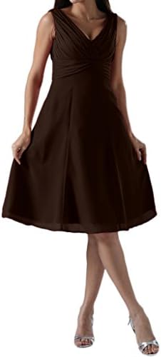 MILANO BRIDE Simple Bridesmaid Dress Sapghetti Straps Knee Length Party Gown-2-Chocolate