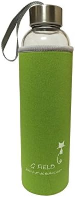 BPA-Free Glass Water Bottle Portable Drinking Bottles with Tea Strainer and Protect Sleeve 550ml(Green)
