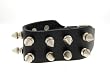 2 Rows of Spikes Shaped Studs Leather Wrist Band Bracelet