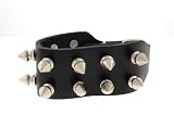 2 Rows of Spikes Shaped Studs Leather Wrist Band Bracelet.