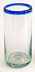 Mexican Glass Iced Tea Blue Rim