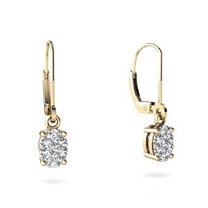 Or jaune 585/1000 Diamant Boucle d'oreilles