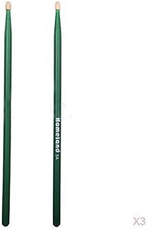 3x a Pair Music Band Natural Maple Wood Drum Sticks Drumstick 5a Dark Green