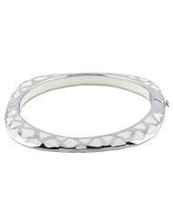 Sterling Silver White Resin Hinged Bangle Bracelet