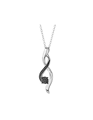 Black Diamond Infinity Pendant Necklace in Sterling Silver with Chain