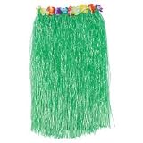 Adult HULA SKIRT with HIBISCUS Flower TRIM/34" x 30"/LUAU PARTY Grass Skirt with TOUCH Fastener WAIST/GREEN Floral