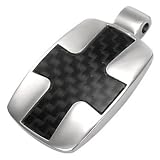 Cool Carbon Fiber Cross in Stainless Steel Pendant