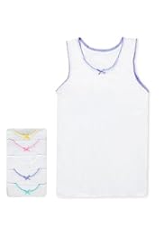 5 Pack Pure Cotton Scallop Trim Vests