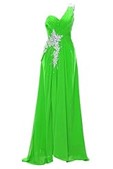 A-line Ruched  One Shoulder Sleeveless Chiffon Evening Dress/Prom Dress/Party Dress  with a Court Train  With Rhinestones