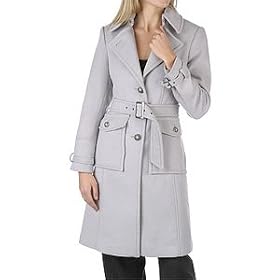 Tahari Wool Notch Collar Military Coat w  Pockets by Tahari