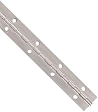 Stainless Steel 304 Continuous Hinge with Hole, Bright Annealed Finish, 0.04" Leaf Thickness, 2" Open Width, 5/64" Pin Diameter, 1/2" Knuckle Length, 2' Long (Pack of 1)