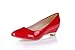 VogueZone009 Womens Closed Pointed Toe Low Heel Wedges PU Soft Material Solid Pumps