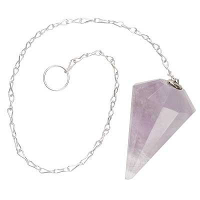 Pale Amethyst Natural Faceted Crystal Pendant Pendulum With Chain