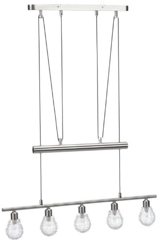 Trio-Leuchten 313610507 JoJo-Pendelleuchte in Nickel matt, Glas klar, umh&uuml;llt von Aluminiumgeflecht