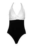 Liz Claiborne Black & White One-Piece Swimsuit w/Rose 10