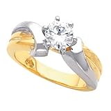 1.28 cttw Round Diamond Solitaire Two Tone Ring Egl CERT F SI1
