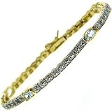 18kt Over Sterling Silver Genuine Blue Topaz and Diamond Accent Pave Bracelet