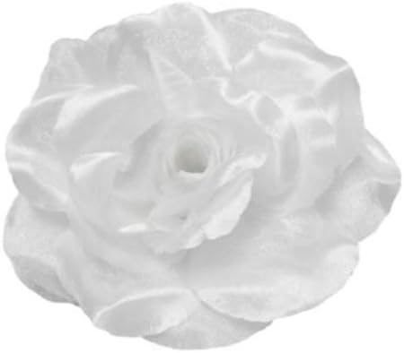 Cuteque International CQA106-WHITE 3-Piece Packed Satin Organza Rose Embellishment, 4-Inch, White