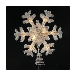 Clear Lighted white snowflake christmas tree topper