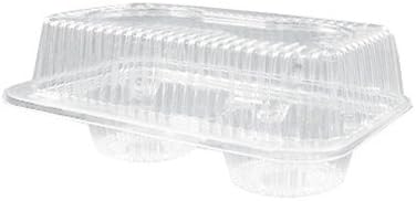 8" x 5" x 3" 2 Count Clear Hinged Plastic Cupcake/Muffin Container - 250 per case 2126 Par-Pak