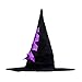 LUX ACCESSORIES Halloween Black and Purple Lace Up Ribbon Witch Hat