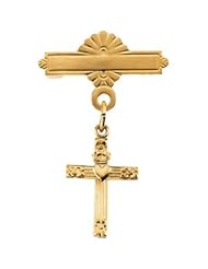 Cross W/Heart Baptismal Pin 14K Yellow Gold 13.00X10.00 mm