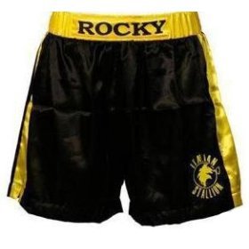 Click here to buy Rocky Black Ring Shorts by Kryptonite Kollectibles.