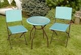 Bliss Hammocks WBS-152 Wicker Bistro Set - Blue with Brown Frame