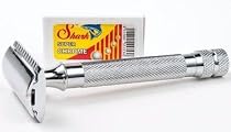 Parker 91R Super Heavyweight Double Edge Safety Razor and 10 Shark Chrome Blades
From Parker Safety Razor
