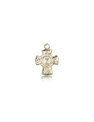 14kt Solid Gold Pendant 5 Five Way / Chalice Medal 5/8 x 3/8 Inches -0845- Comes with a Black velvet Box