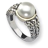 Sterling Silver With 14k Pearl Ring - Size 6