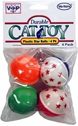 Vo-Toys Neon 2 tone Plastic Star Balls 4 pack Cat Toy
