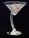 Mardi Gras Fireworks Design - Hand Painted - Sexy Martini - 7 oz. (curved stem)