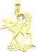14K Yellow Gold Fawn & Heart Charm Baby Deer Pendant