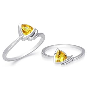 Buy Trillion Cut Citrine Ring Sterling Silver by Peora