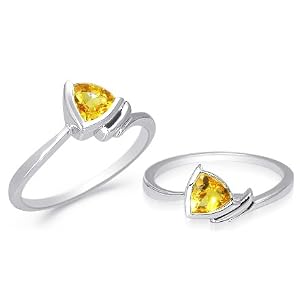 Buy Trillion Cut Citrine Ring Sterling Silver by Peora