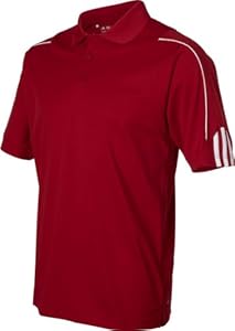 Adidas Golf Men's ClimaLite 3-Stripes Cuff Polo Sport Shirt. A76 - X-Large - University Red / White