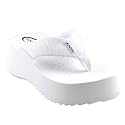 AKA SODA Women's Platform Flip Flops White